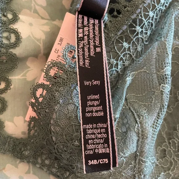 NEW Victoria Secret, Very Sexy, Sage Green Lace Bra 34B NWT - Picture 4 of 10